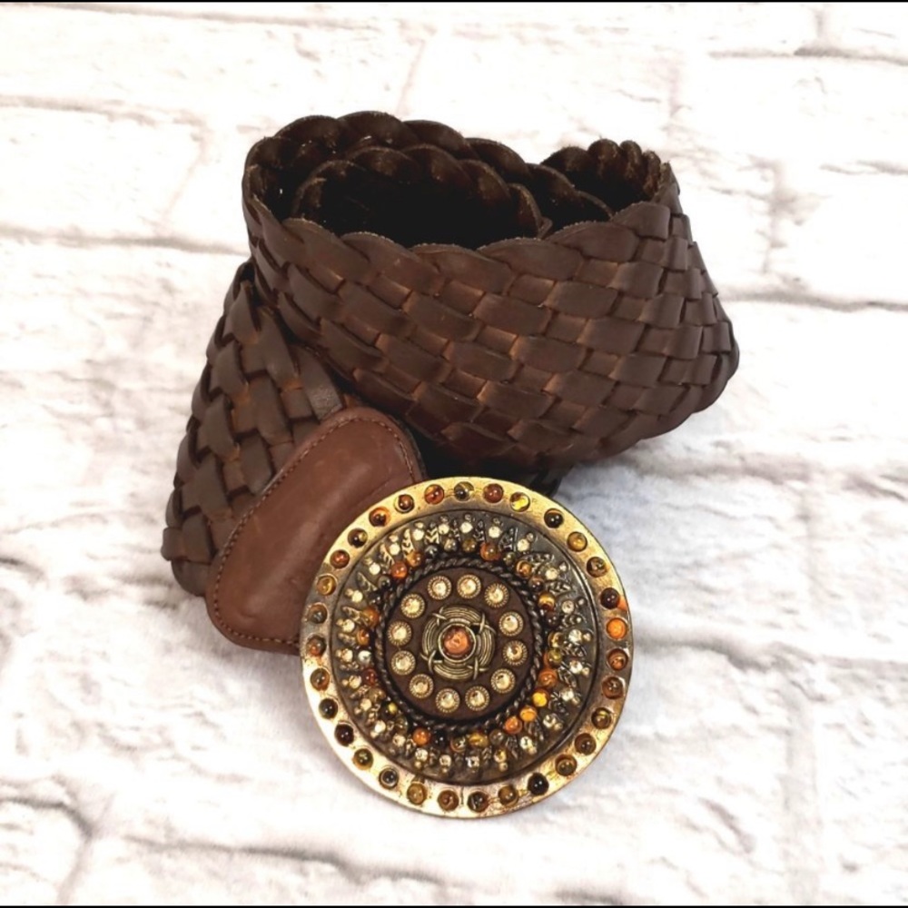 Leatherock Boho Bronze Jeweled Leather Belt
